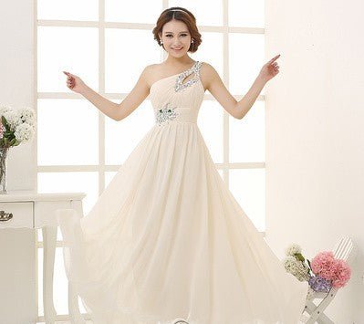Evening dress one - shoulder dinner banquet long banquet - Serenity Spaces