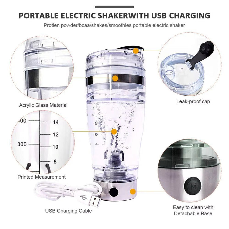450ML Electric Protein Shaker USB Shaker Bottles Milk Coffee Blender Water Bottle Movement Vortex Tornado Smart Mixer - Serenity Spaces
