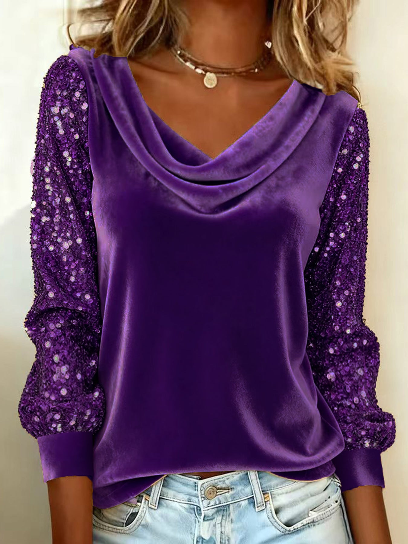 Elegant Velvet Long Sleeve Shirts For Women Autumn Winter Solid Color Loose Women Blouses Fashion Pullover Tops Party Clothes - Serenity Spaces