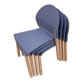 4 - Pack Grey Blue Chairs Red Oak Wood Legs & PP Seat, Indoor Dining & Living Room Furniture Set - Serenity Spaces
