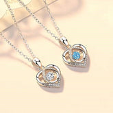 S925 Beating Heart - shaped Necklace Women Luxury Love Rhinestones Necklace Jewelry Gift For Valentine&