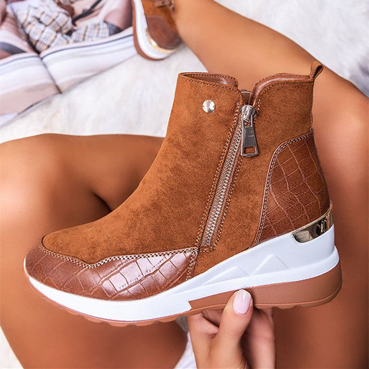 Solid color inner raised side zipper snow boots - Serenity Spaces