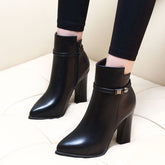 Sexy pointed Martin boots with plush - Serenity Spaces