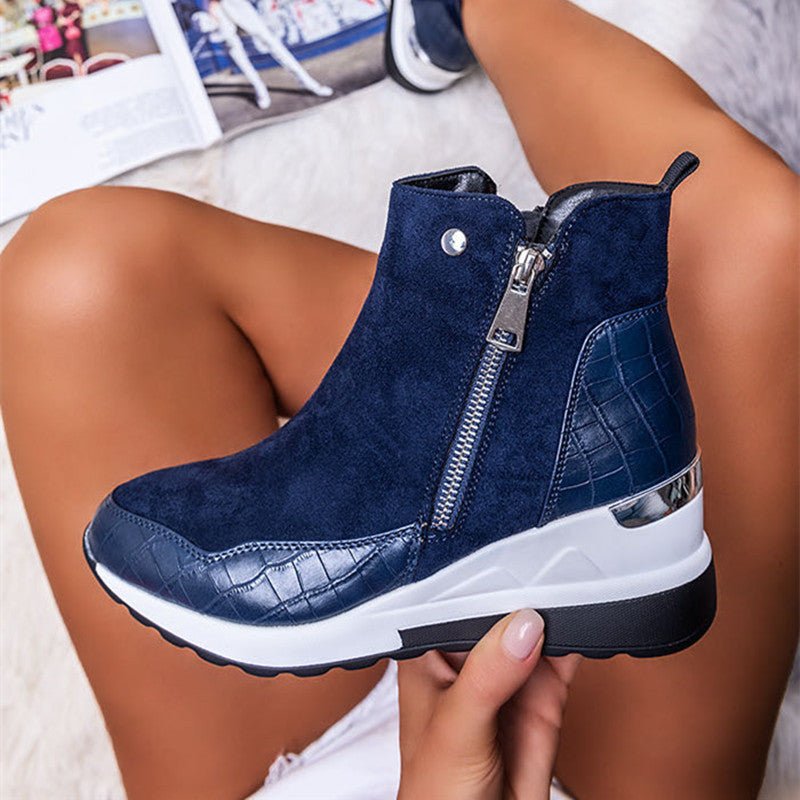 Solid color inner raised side zipper snow boots - Serenity Spaces