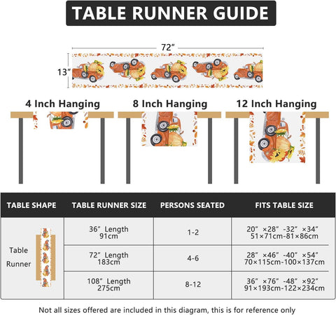 Thanksgiving Table Runner, Fall Decor Table Runners 72 Inches Long Pumpkin Sunflower Decor Fall Leaves for Thanksgiving Kitchen Dining Indoor Outdoor Activities (13" X 72")