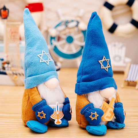 Hanukkah Gnomes Decorations 2 Pack - 11" Chanukah Gnomes Plush Decorations for Home & Table Centerpieces