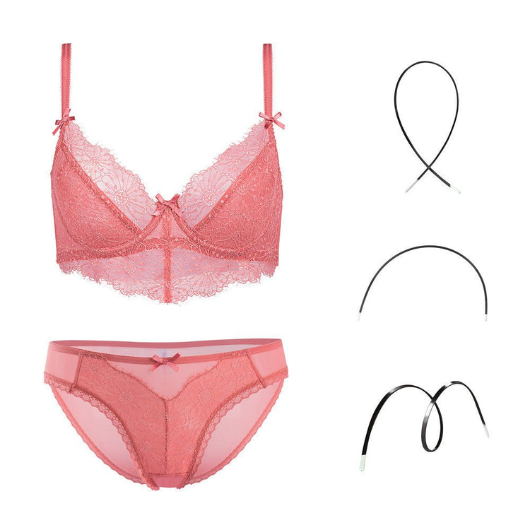 Fashion Transparent Women Bra And Panties Set Embroidery Lingerie Plus - Serenity Spaces