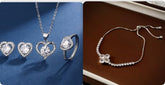 Love Design Silver Necklace Earrings Ring Suit Women - Serenity Spaces