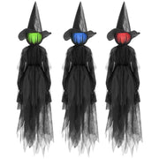 3 Pcs Halloween Decorations Outdoor Light up Hanging Ghost, Halloween Ghost Decor with Witch Hats and Spooky Eyes for Halloween Tree Yard Lawn Patio Decorations Party Décor