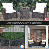 3 Pieces Rattan Patio Furniture Set With Washable Cushion - Serenity Spaces