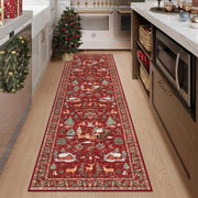 Christmas Deer Santa Long Rug, Multiple Patterns Available, Soft Durable Washable Carpet for Indoor Outdoor Use, Home Decor-Yy