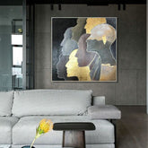 Handmade Oil Painting Canvas Wall Art Decoration Modern Light Luxury Golden Portrait Abstract Home Living Room Decor Rolled Frameless Unstretched Painting - Serenity Spaces
