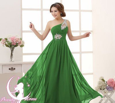 Evening dress one - shoulder dinner banquet long banquet - Serenity Spaces