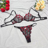 Lace Steel Bracket Transparent Mesh Sexy Lingerie Set - Serenity Spaces