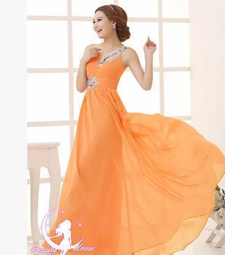 Evening dress one - shoulder dinner banquet long banquet - Serenity Spaces