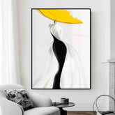 Modern Sexy Woman Yellow Hat Handmade Canvas Oil Painting Abstract Nordic Luxury Artwork Posters Living Room Canvas Wall Aesthetic Home Decor - Serenity Spaces