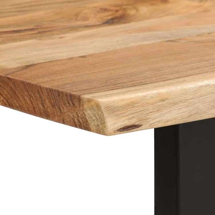 Dining Table with Solid Acacia Wood Table Top and Metal Black Table Leg for Kitchen,Dining Room Home Furniture 70.9"X35.4"X29.9"(Lxwxh) - Serenity Spaces