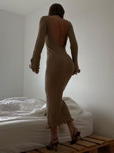 Fashion Slim Long - sleeved Ruffled Long Dress Sexy Hip - wrapped Back - less Knitted Maxi Dresses For Party Beach Womens Clothing - Serenity Spaces