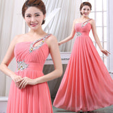 Evening dress one - shoulder dinner banquet long banquet - Serenity Spaces
