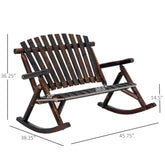 Classic Wooden High - Back Rocker, Carbonized For Garden Serenity & Relaxation, Durable Outdoor Furniture - Serenity Spaces