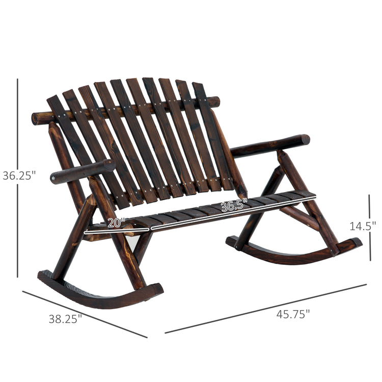 Classic Wooden High - Back Rocker, Carbonized For Garden Serenity & Relaxation, Durable Outdoor Furniture - Serenity Spaces