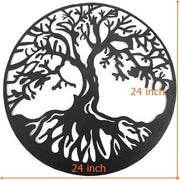 20230 Metal Wall Art Tree Circle of Life round Hanging Sculptures Indoor Living Room Outdoor Garden Patio Decor Black 24 Inch