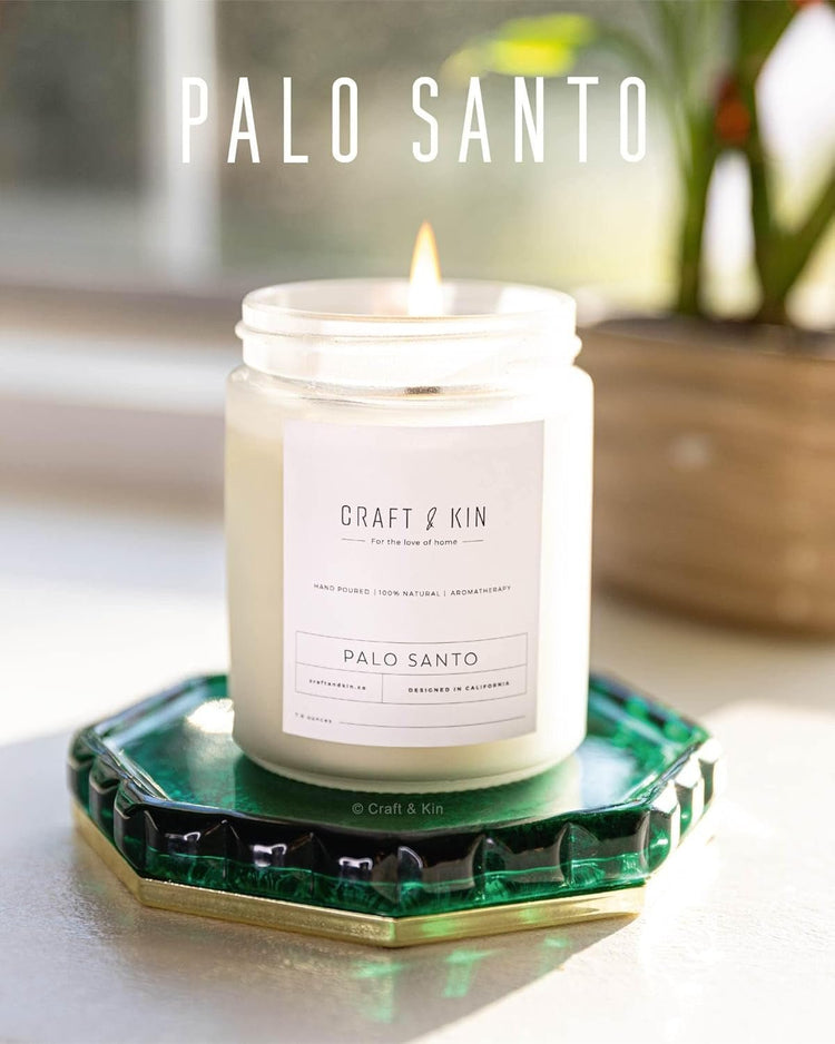 Palo Santo Fall Scented Candle | 8 Oz 45 Hour Long Lasting | Classic Soy Woodwick Fall Candles | Made with Natural Soy | Gifts for Men and Women - Serenity Spaces