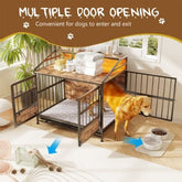 Multi - function Furniture Style Dog Crates With Storage, Dog Crate Furniture Large Wooden Dog Kennel With Double Doors, For Large Medium Dog Indoor, Brown - Serenity Spaces