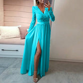 Women V - neck Sexy Lace Elegant Wedding Party Dresses - Serenity Spaces