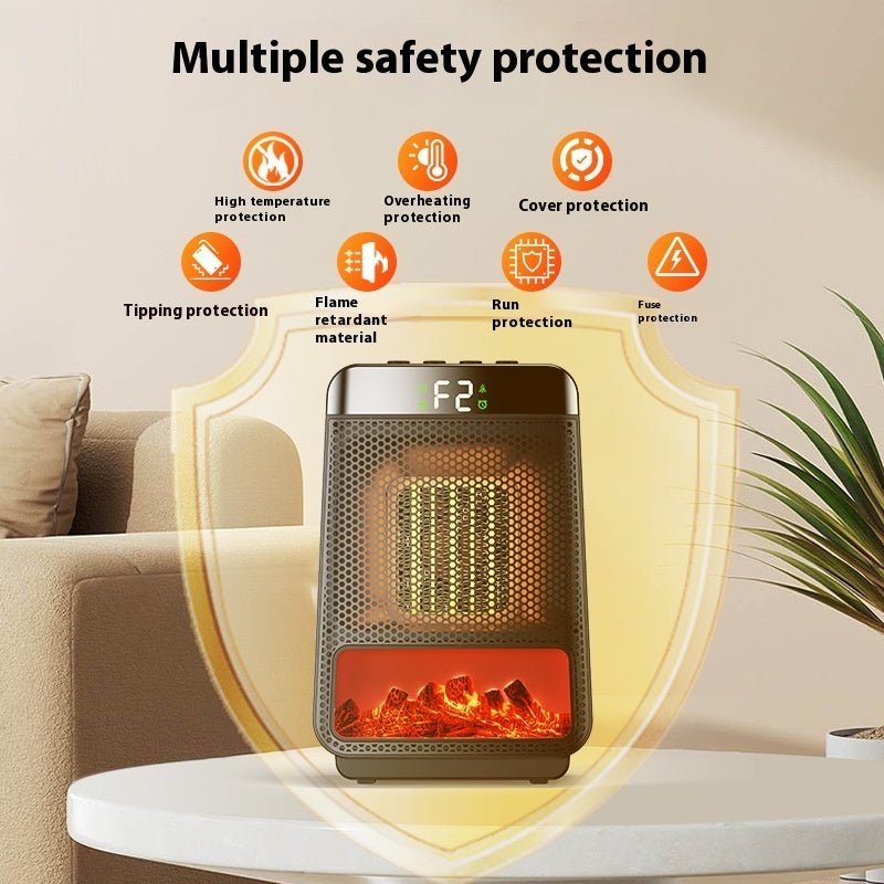 Fan Heater 3D Dynamic Flame Bathroom Home Heater 1500W Portable Household ECO Electric Heater PTC Fast Heating Shake Head Warmer - Serenity Spaces