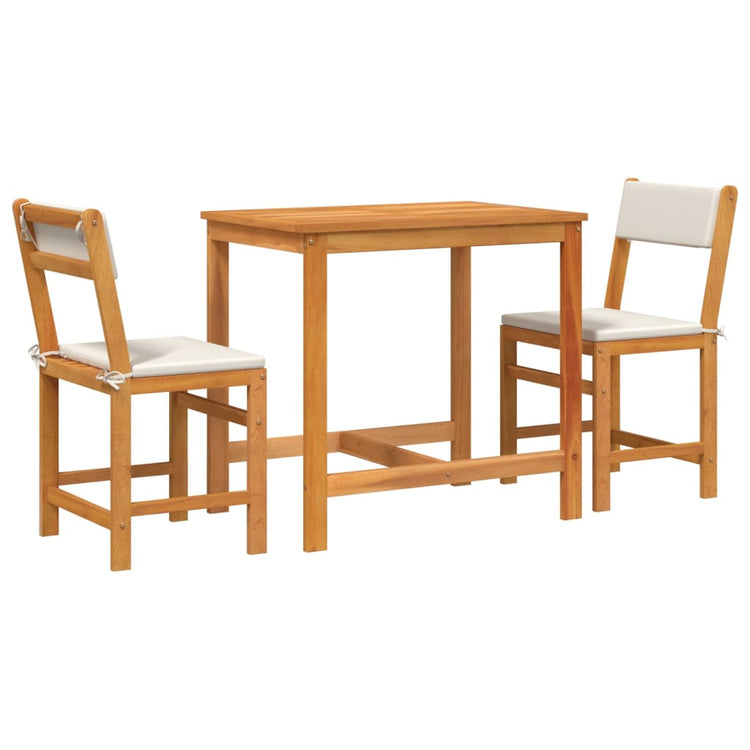 3 - piece balcony furniture set with cushions, solid acacia wood - Serenity Spaces