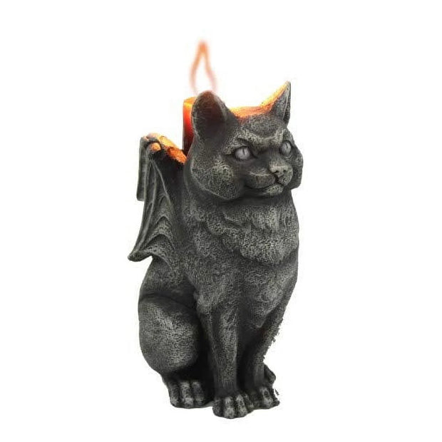 Pacific Giftware Cat Stone Gargoyle Candle Holder Collectible Figurine 5 Inches Tall