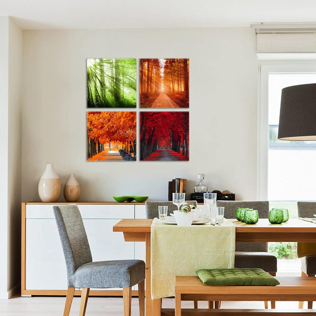 Nature Canvas Wall Art Bathroom Wall Art Decor Tree of Life Wall Art for Living Room, Bedroom Wall Pictures Kitchen Wall Art Prints Modern Fall Wall Art Set, Landscape Artwork 12" X 12"