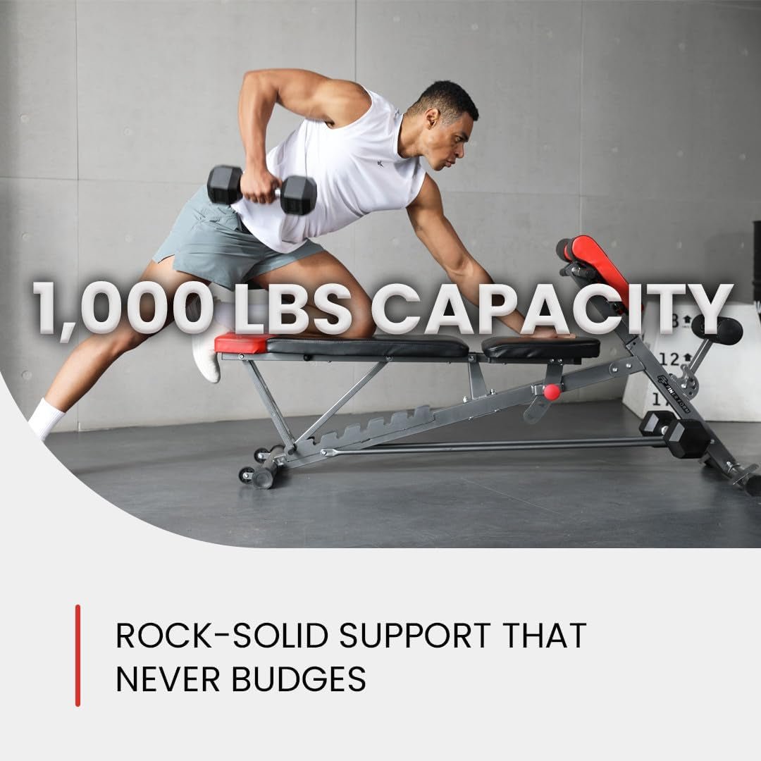 Multi - Functional FID Weight Bench for Full All - In - One Body Workout – Hyper Back Extension, Roman Chair, Adjustable Ab Sit up Bench, Incline Decline Bench, Flat Bench - Serenity Spaces