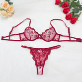 Lace Steel Bracket Transparent Mesh Sexy Lingerie Set - Serenity Spaces