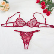 Lace Steel Bracket Transparent Mesh Sexy Lingerie Set