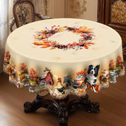 Gnizamaautumn Decoration Thanksgiving Gift round Rectangle Tablecloth, Pumpkin, Puppy, Rooster, Truck Design, Thanksgiving Gift,