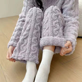 Autumn And Winter Zippered Fleece - lined Thick Coral Pajamas Loungewear Sleepwear - Serenity Spaces