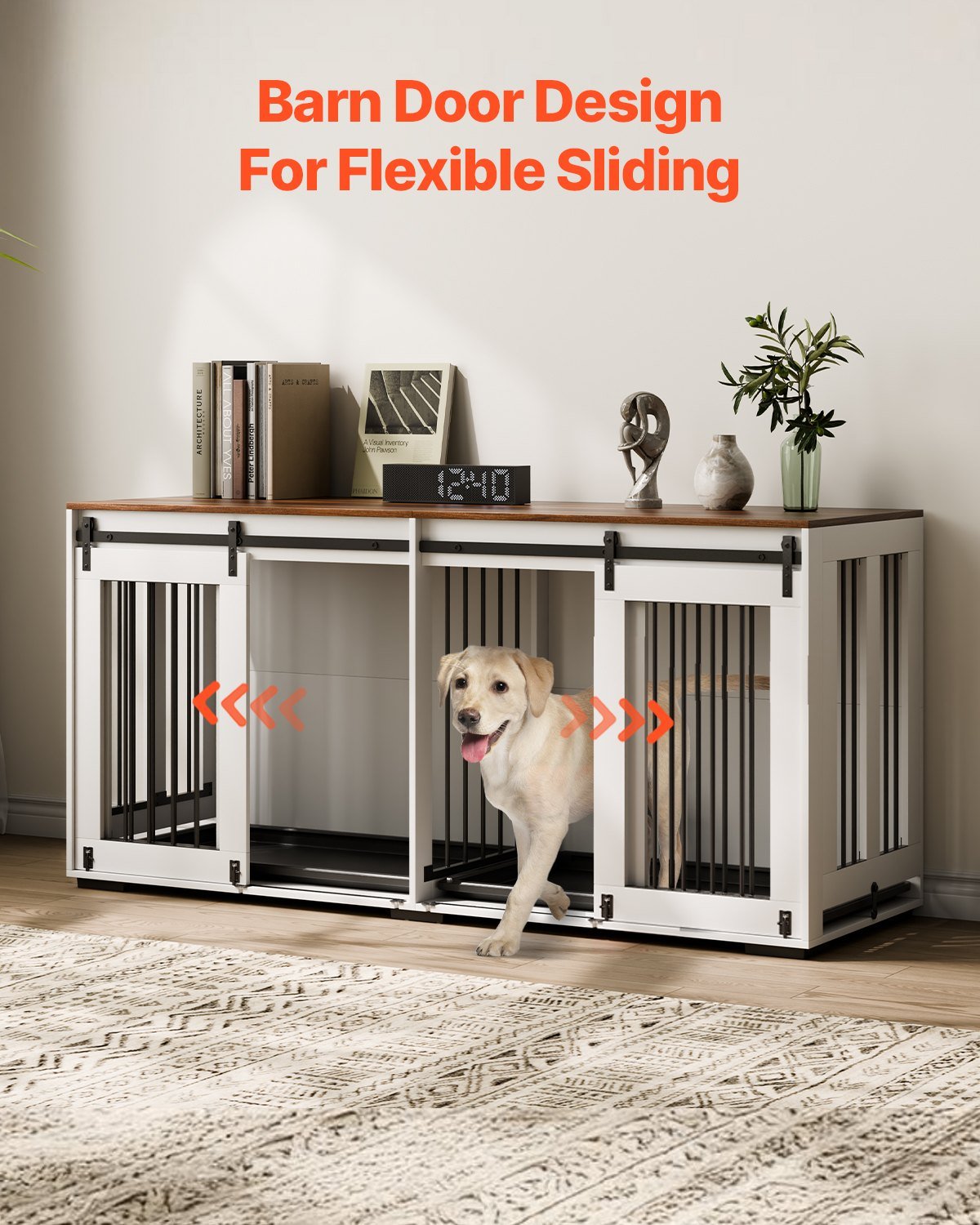 Dog Crate Furniture 72 In Indoor Wooden Dog Kennel With Tray Heavy Duty - Serenity Spaces