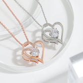 Zircon Double Love Necklace With Rhinestones Ins Personalized Heart - shaped Necklace Clavicle Chain Jewelry For Women Valentine&