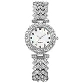 Fashion Jewelry 2pcs Luxury Fashion Women Watch Set Silver Strap Ladies Quartz Wristwatch Alloy Bracelet For Ladies Jewelry Set Clock Gift - Serenity Spaces