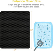 Cat Litter Mat Litter Box Mat, EVA Honeycomb Double Layer Design, Urine & Waterproof, Scatter Control Kitty Litter Mat, Less Waste, Easier to Clean,Washable, Black
