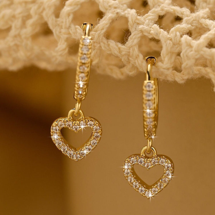 Retro Heart - shaped Pendant Ring Zircon Earrings Simple Style Pendant - Serenity Spaces