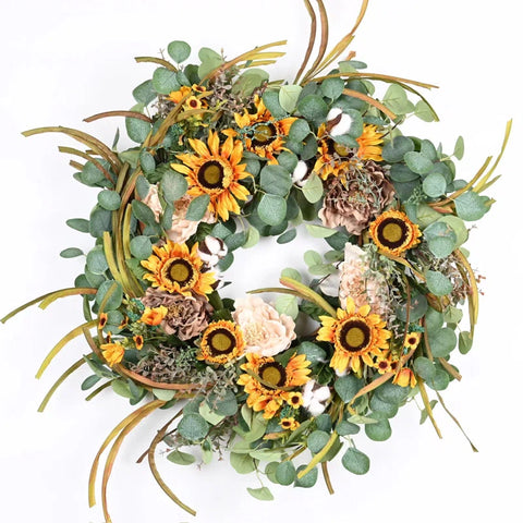 Artificial Fall 28" Floral Wreath for Thanksgiving Day