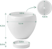 050601 Ceramic Plant Pot Planter - 4.8 Inch White Planters for Indoor Plants Flower Succulent with Drainage Hole Saucer