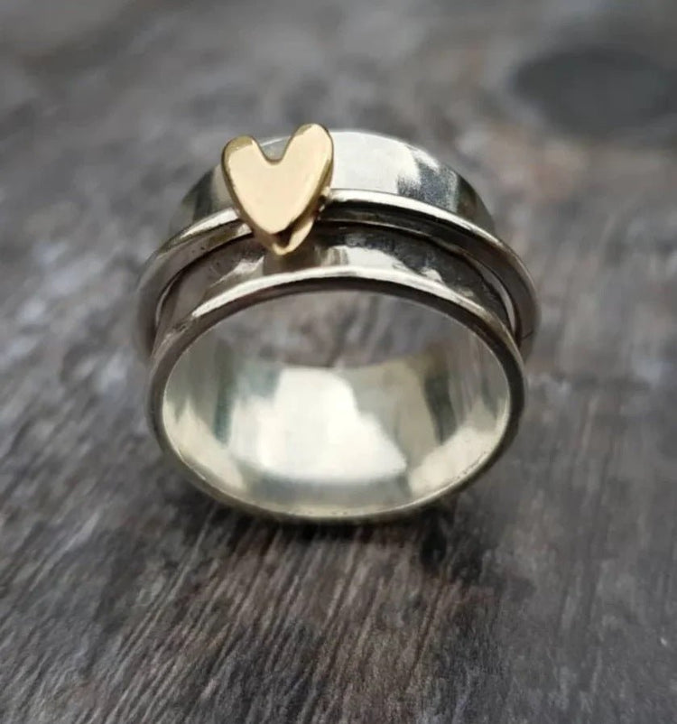 Simple Fashion Peach Heart Rotatable Decompression Ring - Serenity Spaces