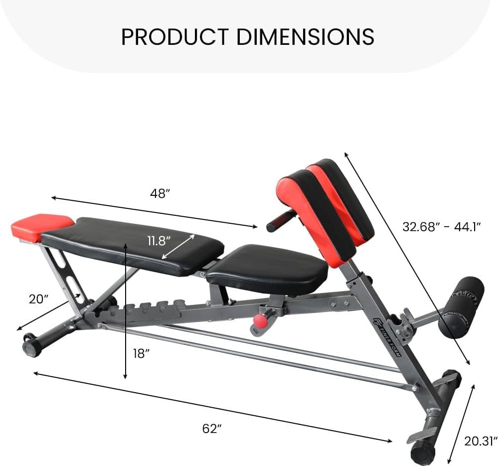 Multi - Functional FID Weight Bench for Full All - In - One Body Workout – Hyper Back Extension, Roman Chair, Adjustable Ab Sit up Bench, Incline Decline Bench, Flat Bench - Serenity Spaces