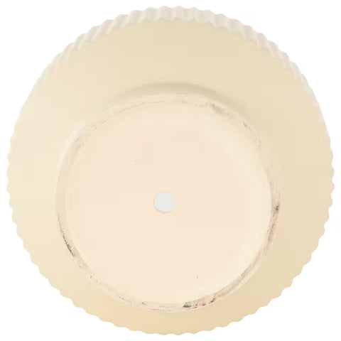 7 In., 6 In. and 5 In. Small Cream Ceramic Wide Planter with Linear Grooves and Tapered Bases (3-Pack)