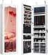 Jewelry Cabinet Armoire, Wall Mount Door Hanging, Lockable Jewelry Organizer with 47.5&