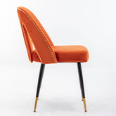 A A Furniture Akoya Collection Modern Contemporary Velvet Upholstered Dining Chair With Nailheads And Gold Tipped Black Metal Legs Orang Set Of 2 - Serenity Spaces